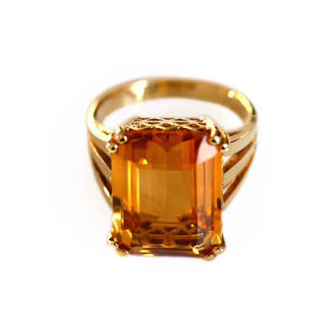 Citrine Emerald Cut Ring