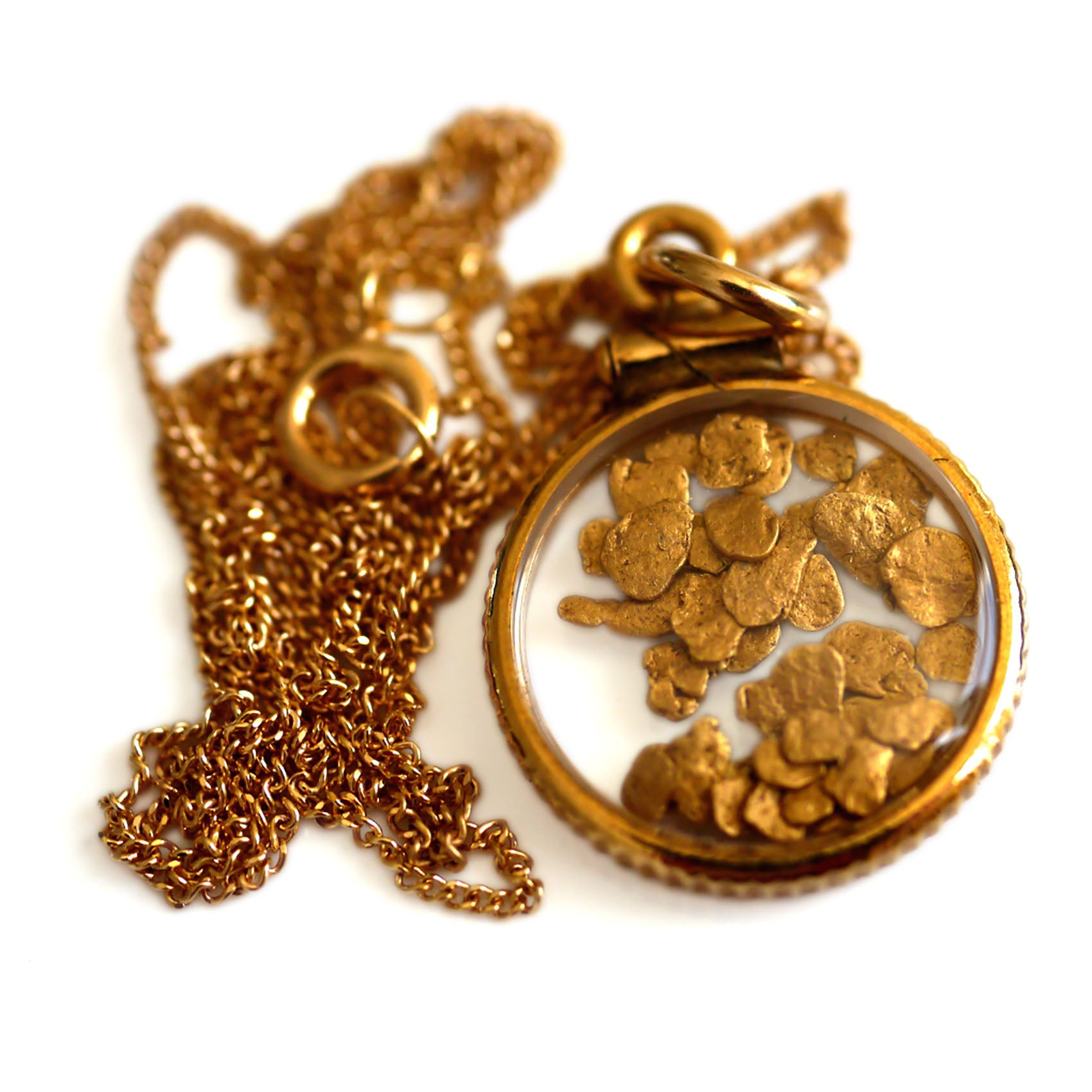 Gold Flake Vintage Locket Necklace
