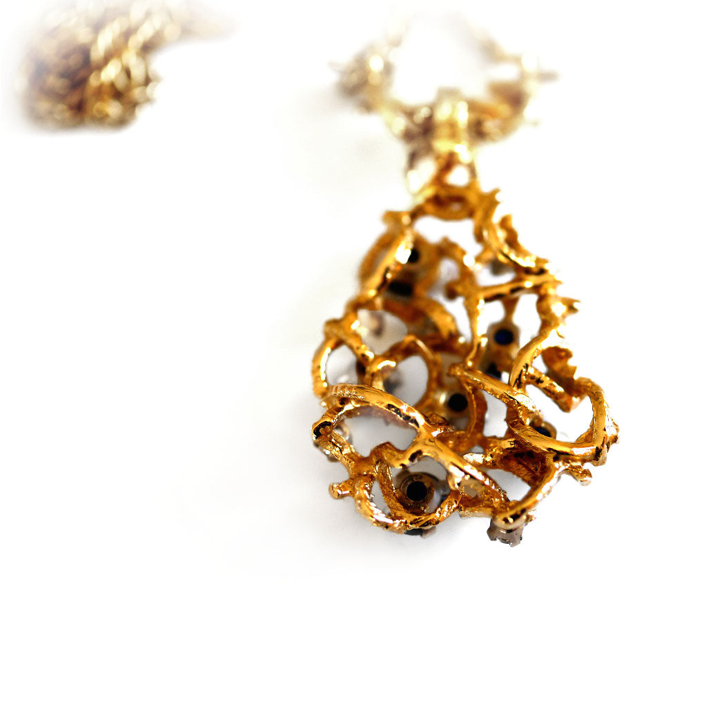 1977 Deakin & Francis Diamond & Sapphire Pendant Necklace