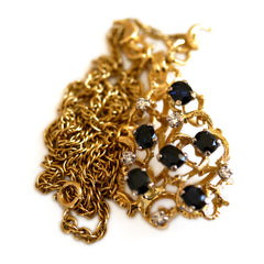 1977 Deakin & Francis Diamond & Sapphire Pendant Necklace