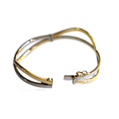Yellow and White Gold Two Tone Vintage Bangle