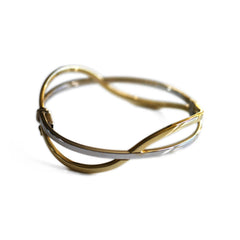 Vintage Yellow and White Gold Two Tone Bangle