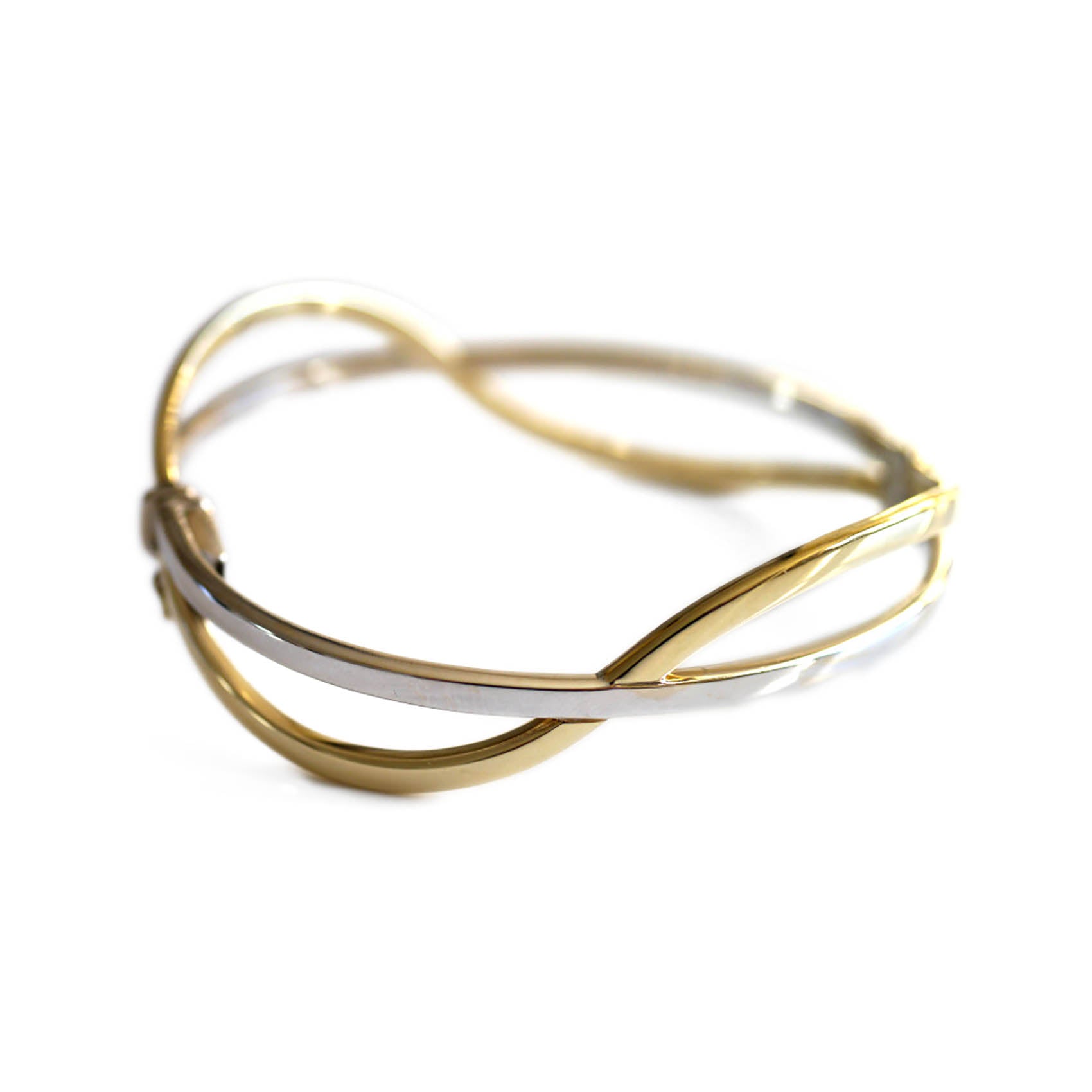 Vintage Yellow and White Vintage Gold Two Tone Bangle