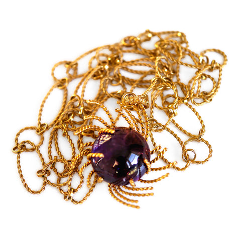 Vintage 1960s Alluring Amethyst Necklace photographed on a white background