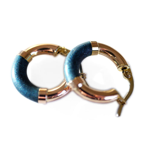 Blue Teal Hooped Earrings