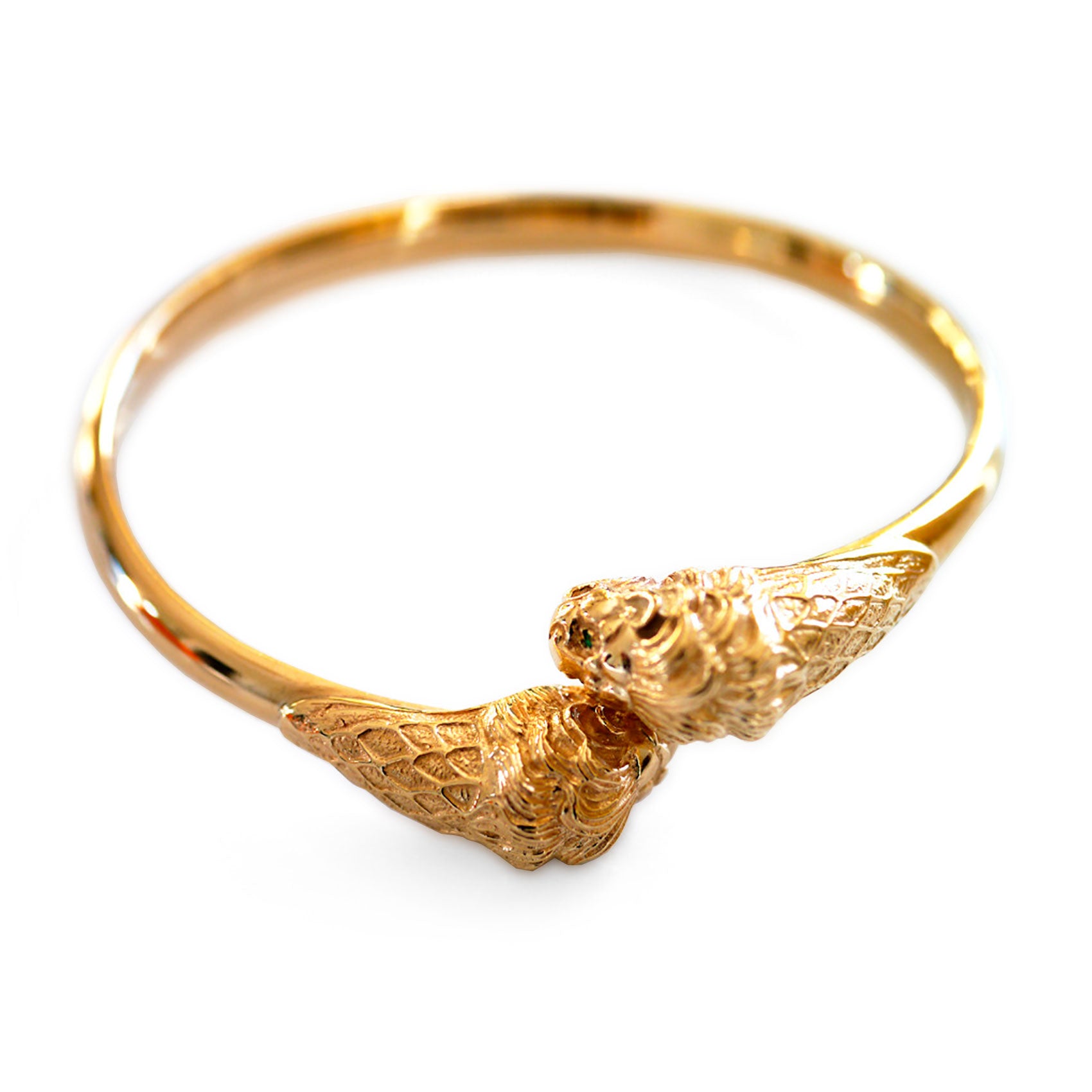 Gold Glorious Gold: 1980s Double Headed Lion Torque Bangle