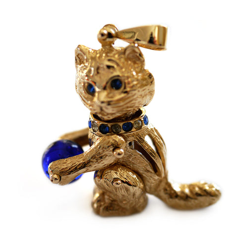 Articulated 1990s Gold Cat Pendant