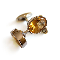 Vintage Silver Golden Topaz Cufflinks