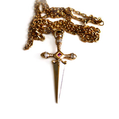 Dazzling Diamond & Ruby Sword Necklace