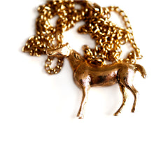 1970s Vintage Gold Horse Necklace