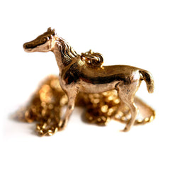 1970s Vintage Gold Horse Necklace