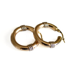 Gold Glorious Gold: Tri Ringed Medium Hoops