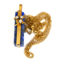 Vintage 1975 Dazzling Diamond and Lapis Lazuli Necklace