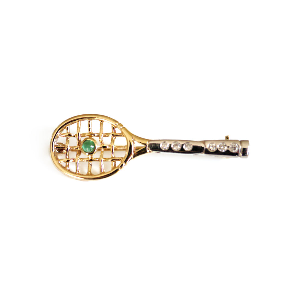 Vintage Diamond & Emerald Tennis Racket