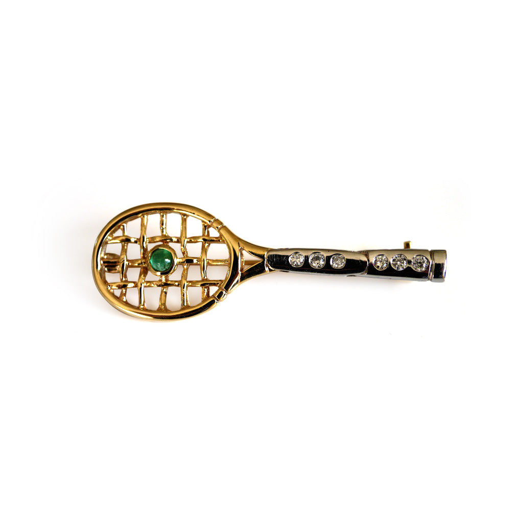 Dazzling Vintage Diamond & Emerald Tennis Racket