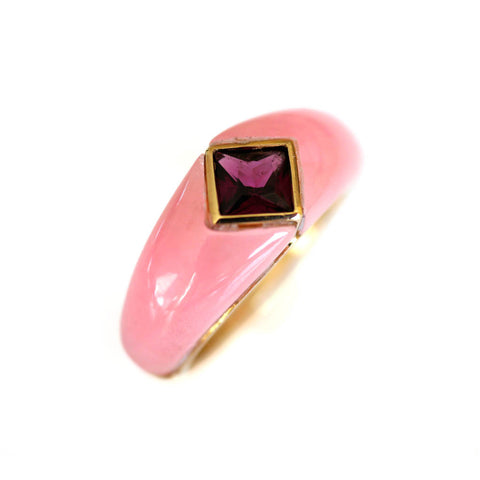 Vintage Pink Jadeite and Pink Garnet Gold Ring