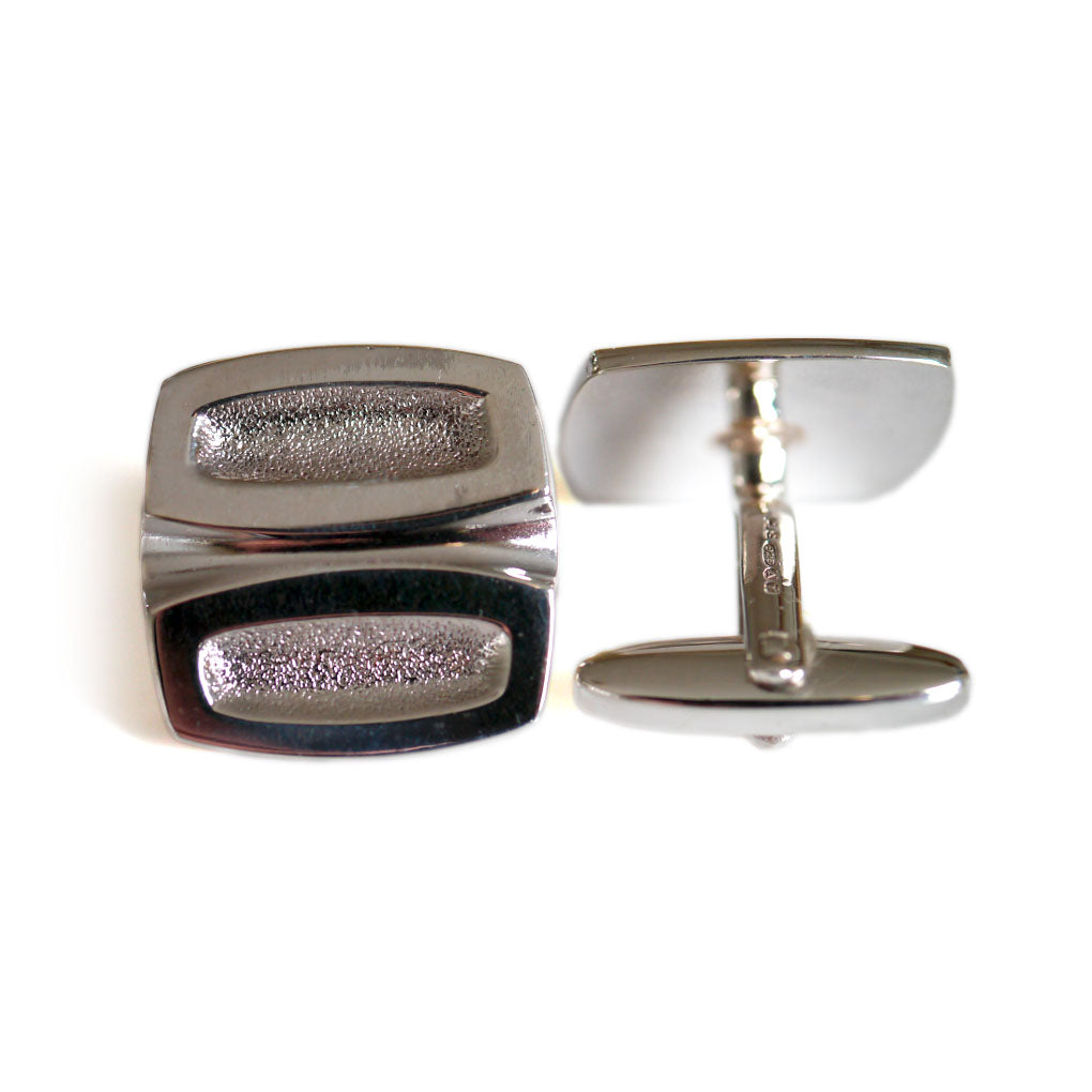 1970s Vintage Silver Abstract Cufflinks