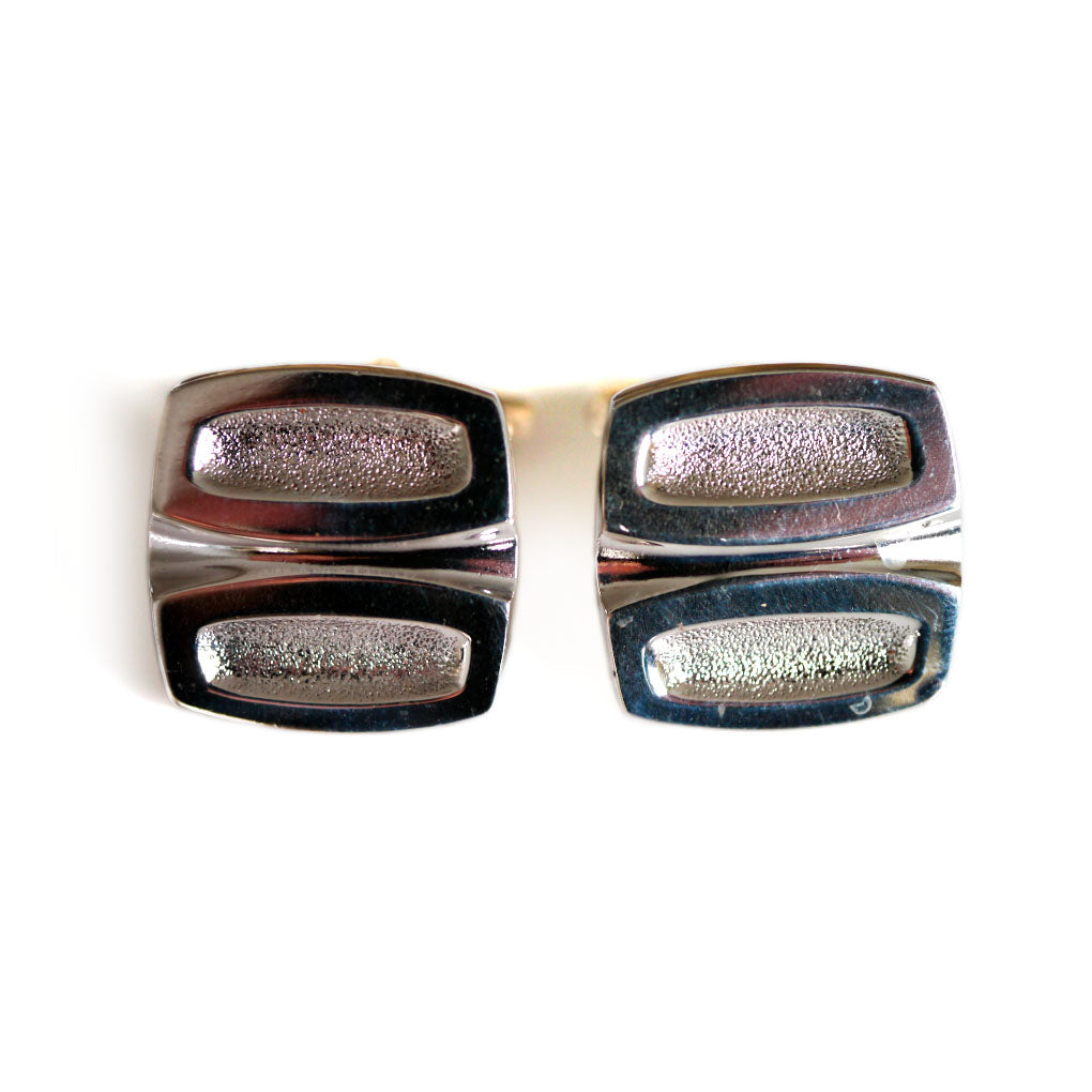 Vintage Silver 1970s Abstract Cufflinks