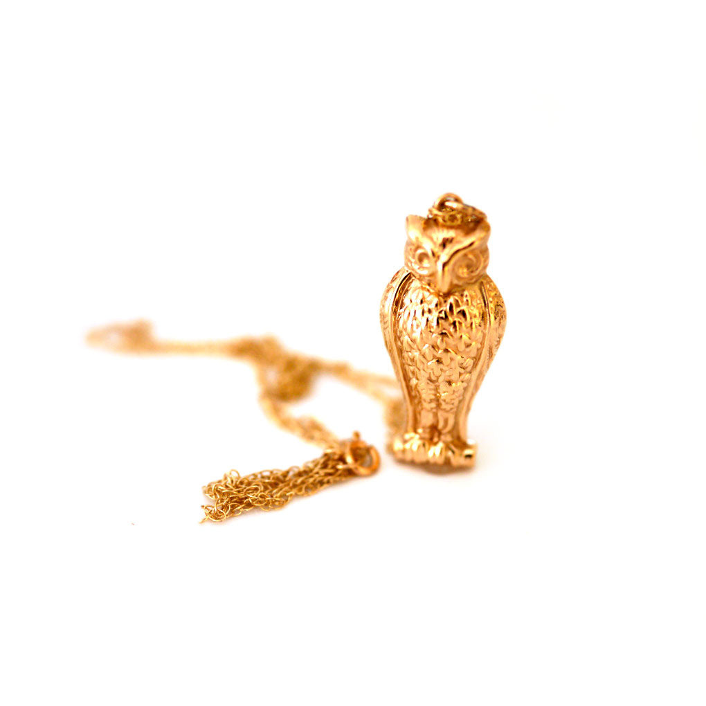 1960s Vintage Gold Owl Necklace