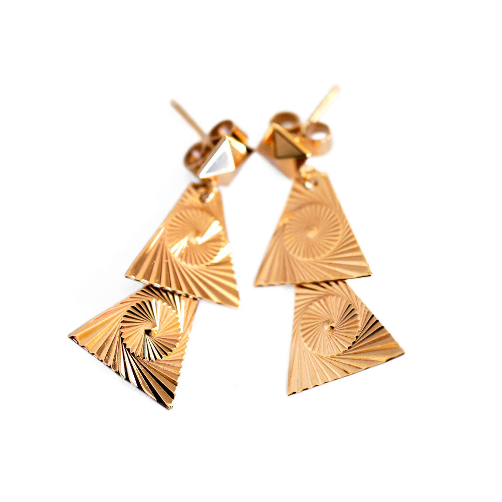 Gold Glorious Gold: Triangular Articulated Earrings