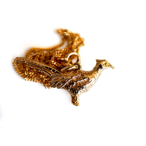 1930s Vintage Gold Pheasant Pendant