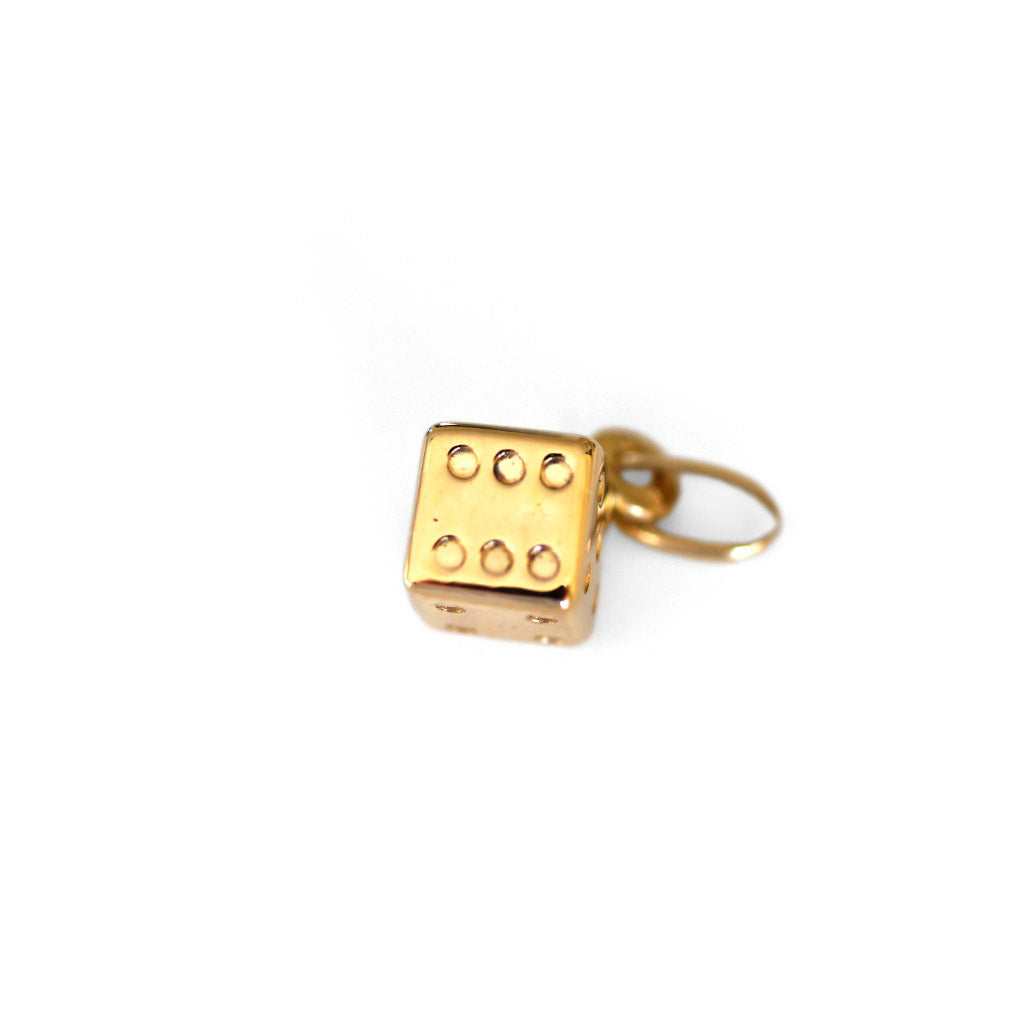 Vintage Gold Tiny Dice Pendant Vintage Gold Tiny Dice Charm