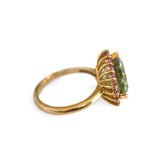 Pink & Green Trillion Tourmaline Dress Ring
