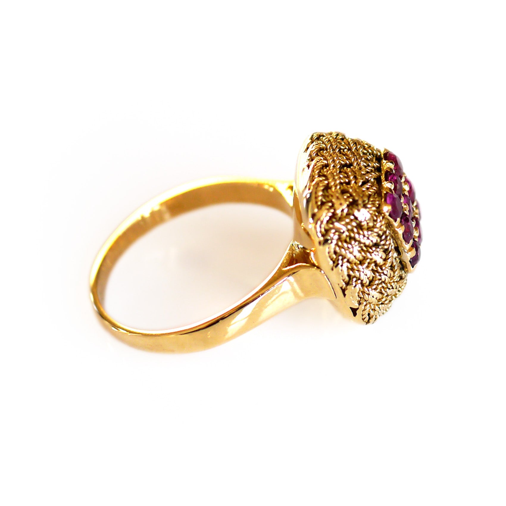 Vintage Ruby Gold Rope Ring