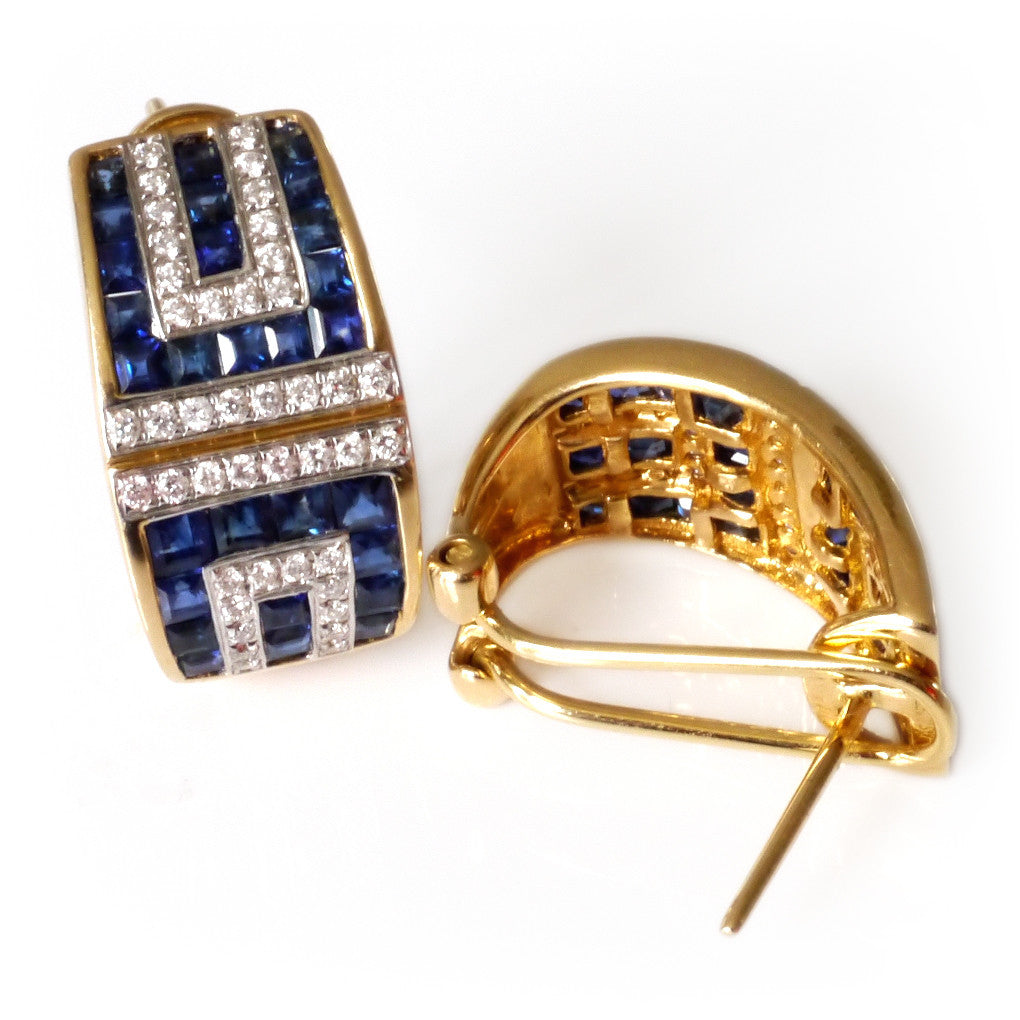 Vintage Diamond and Sapphire Earrings