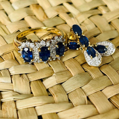Classic Elegance: Three Oval Sapphire and Diamond Ring