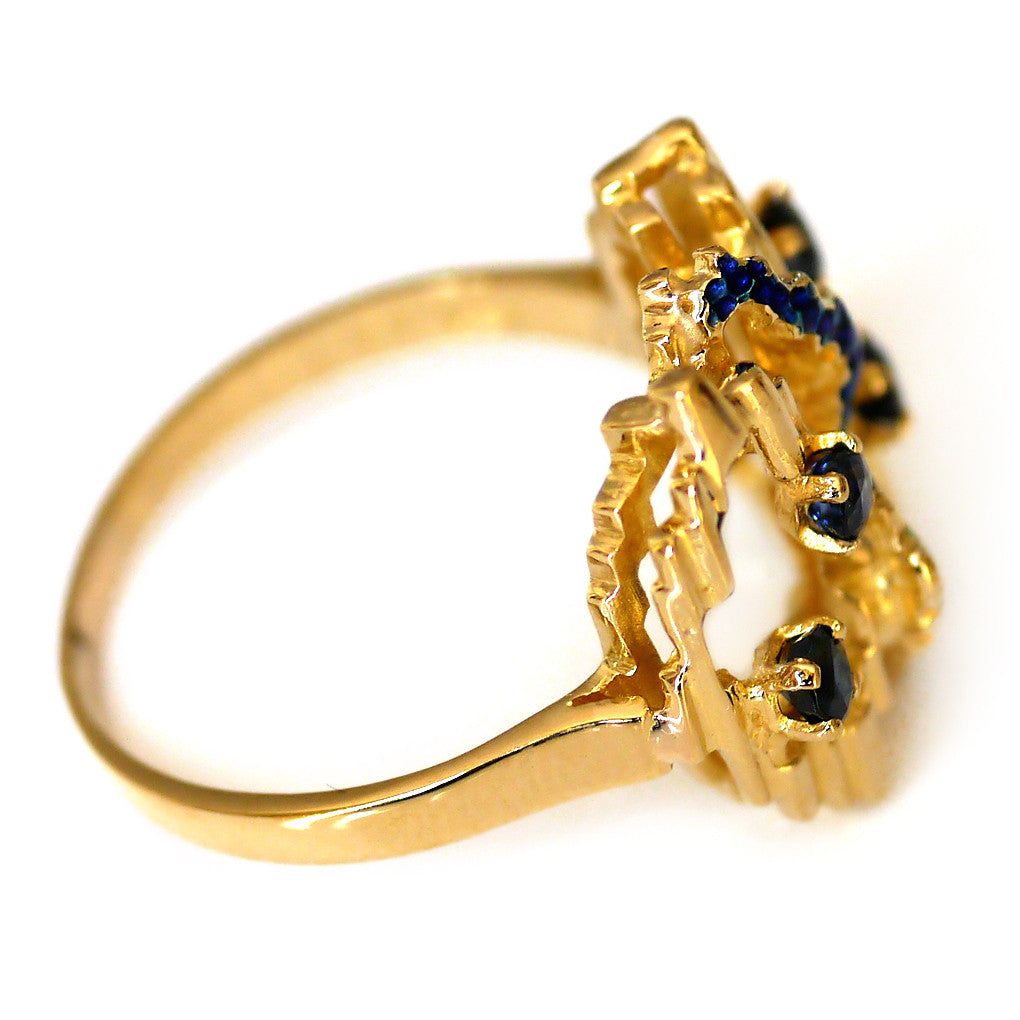 Sapphire and Enamel Vintage Gold Ring