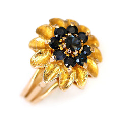 Sunflower Sapphire Gold Ring