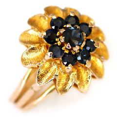 Sunflower Sapphire Gold Ring