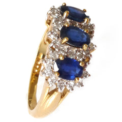 Vintage Three Oval Sapphire and Diamond Ring