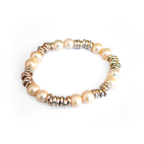 Pearl & Silver Linked Bracelet