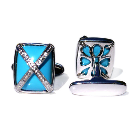 Silver Linings: Turquoise & Pave Diamond Cufflinks