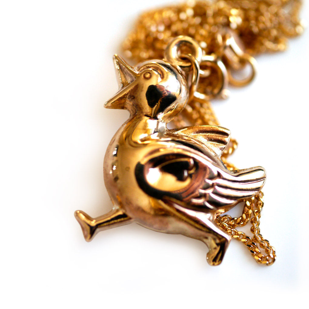 Gold Glorious Gold: 1970s Duck Pendant
