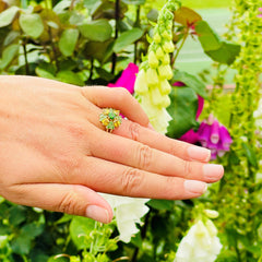 Green Tsavorite Garnets and Yellow Sapphires Cocktail Ring