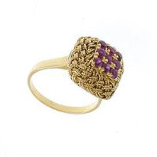 Vintage Ruby Rope Gold Ring