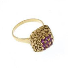 Gold Vintage Ruby Rope Ring